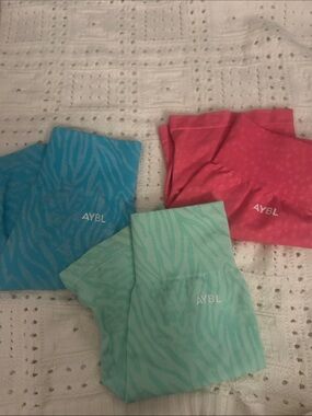 AYBL Girls' Zebra-Print Pajama Leggings in Teal, Aqua & Coral